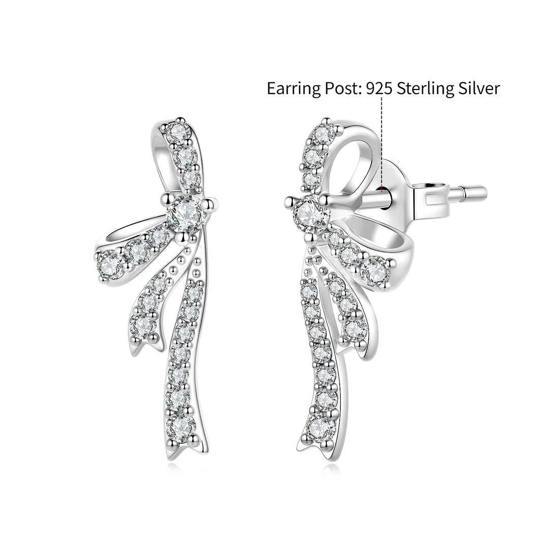 925 Silver White Gold Plated CZ Pavé 1.7 x 0.7 cm Earrings for Women