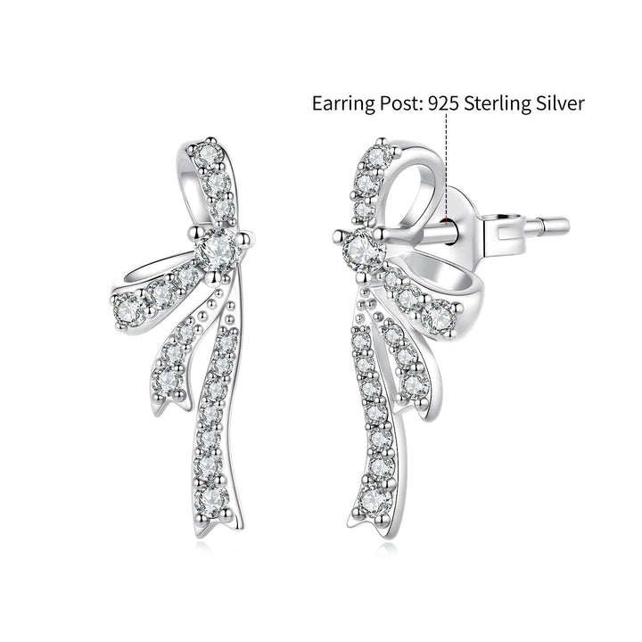 925 Silver White Gold Plated CZ Pavé 1.7 x 0.7 cm Earrings for Women