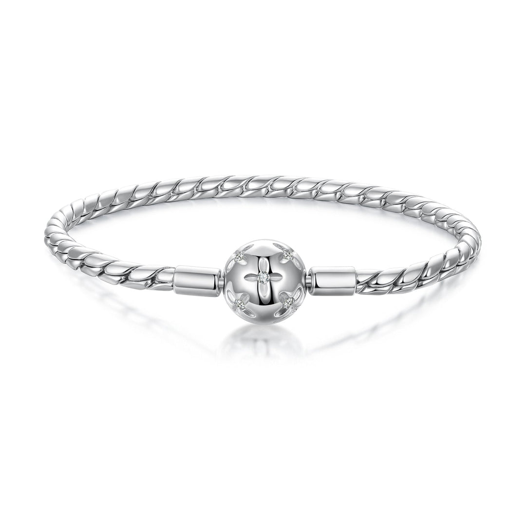925 Sterling Silver White Gold Plated Bracelet with CZ Pendant for Women