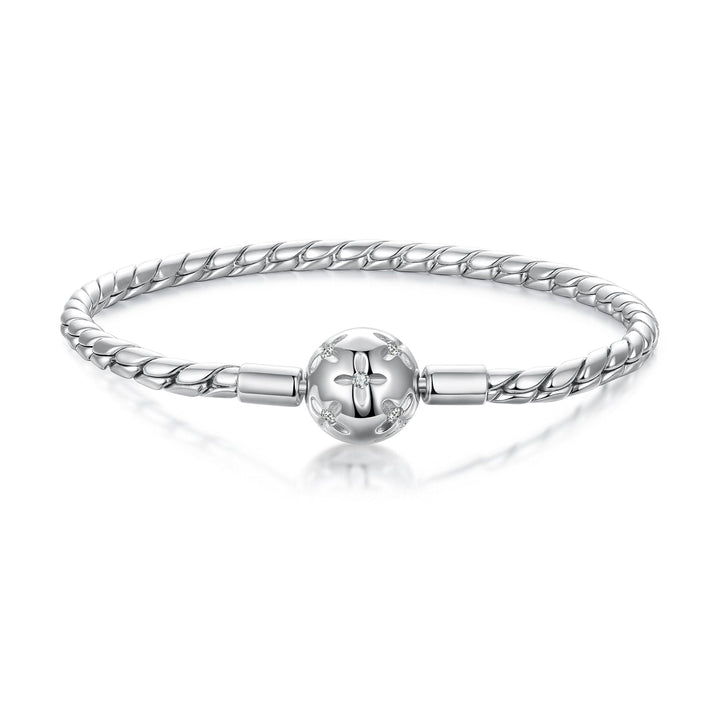 925 Sterling Silver White Gold Plated Bracelet with CZ Pendant for Women