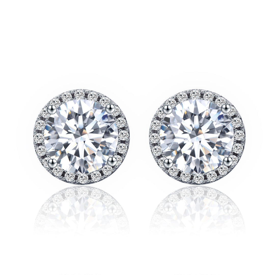 925 Sterling Silver Plated Platinum Pavé Setting CZ Earrings for Women