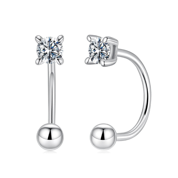 925 Sterling Silver Moissanite 0.1ct Earrings 1.3cm for Women