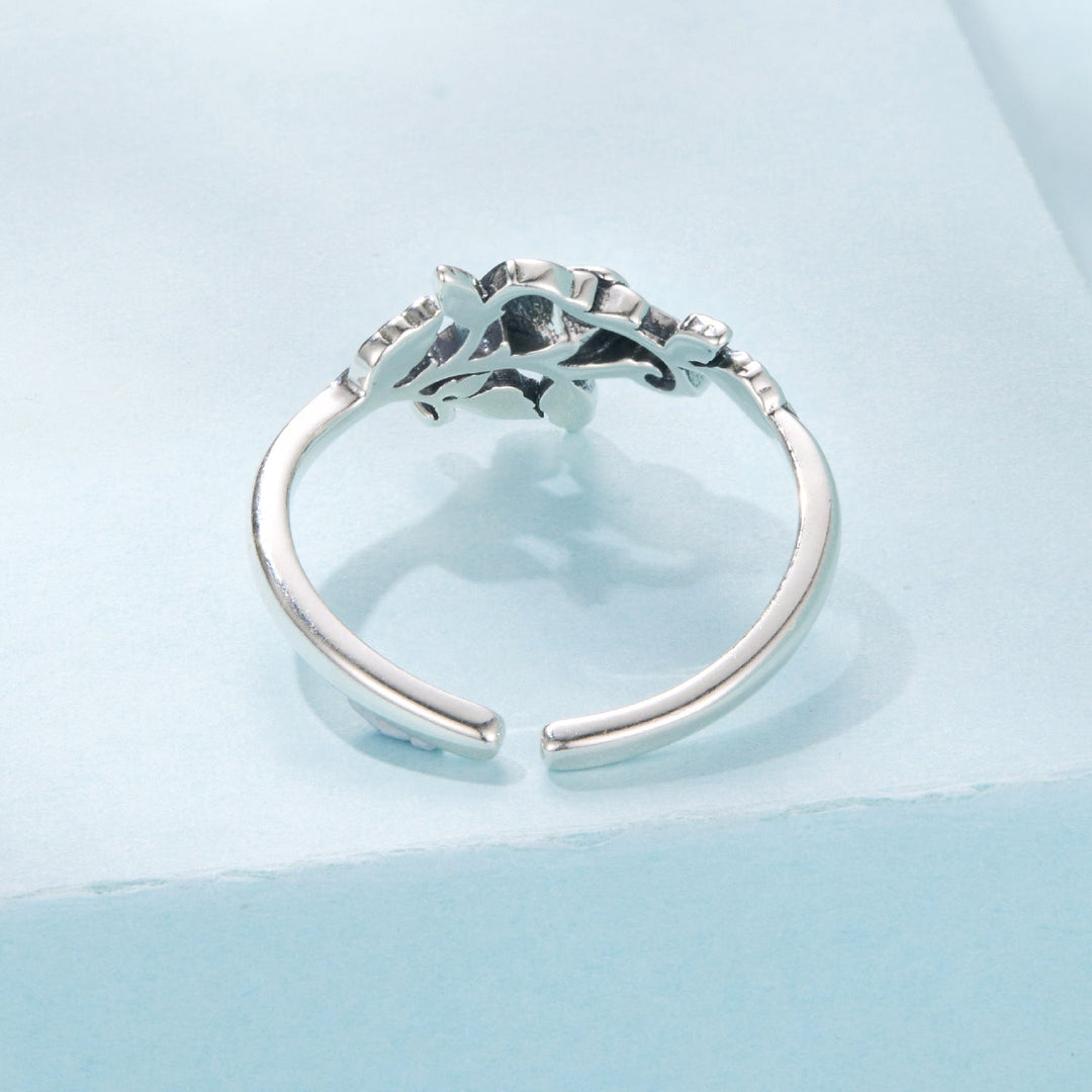 925 Sterling Silver Oxidized Adjustable Ring for Women
