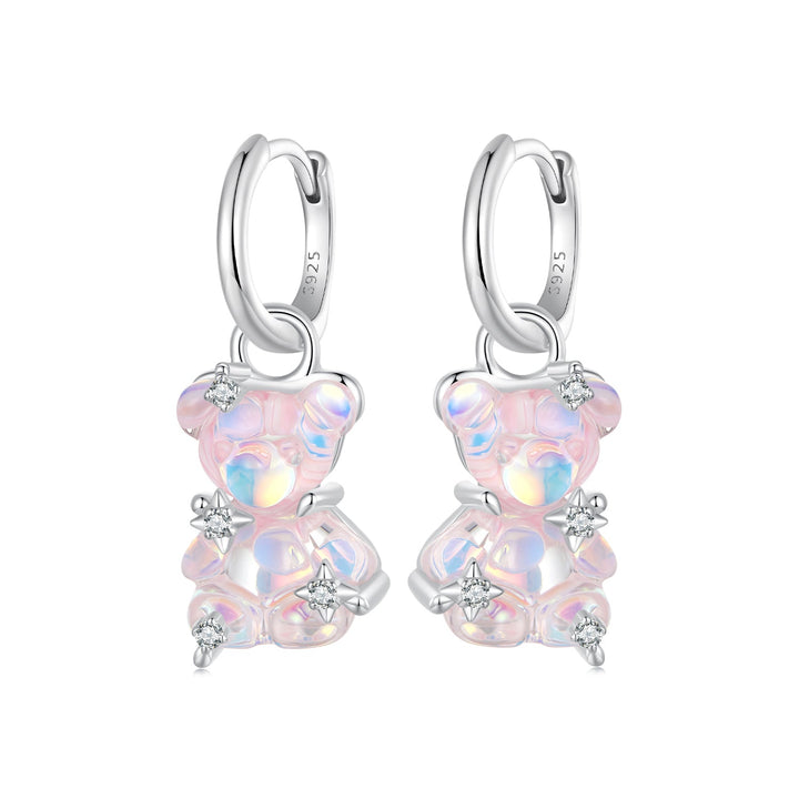 925 Sterling Silver Earrings with Pavé Setting CZ and Resin - 2.8 x 1.1 cm - Women&