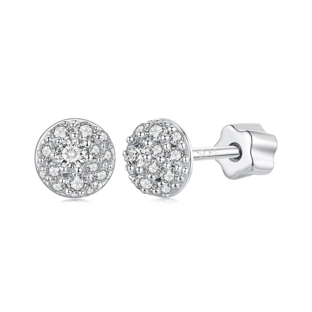 925 Sterling Silver White Gold Plated Moissanite Earrings Size 10mm for Women