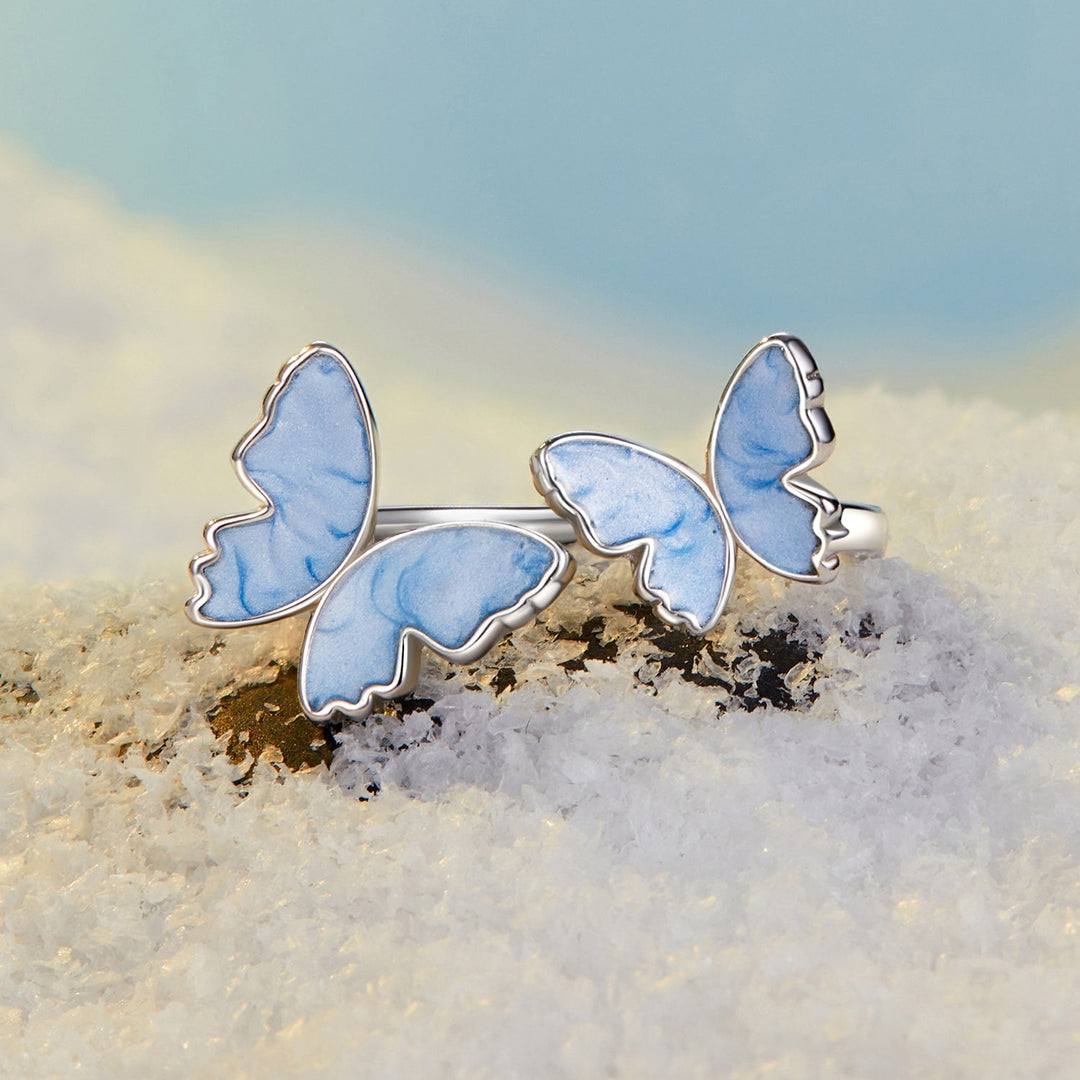 925 Sterling Silver Enamel Plated White Gold Ring for Women