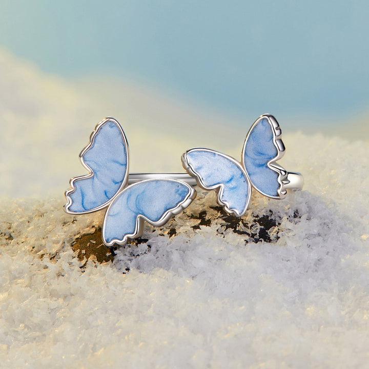 925 Sterling Silver Enamel Plated White Gold Ring for Women