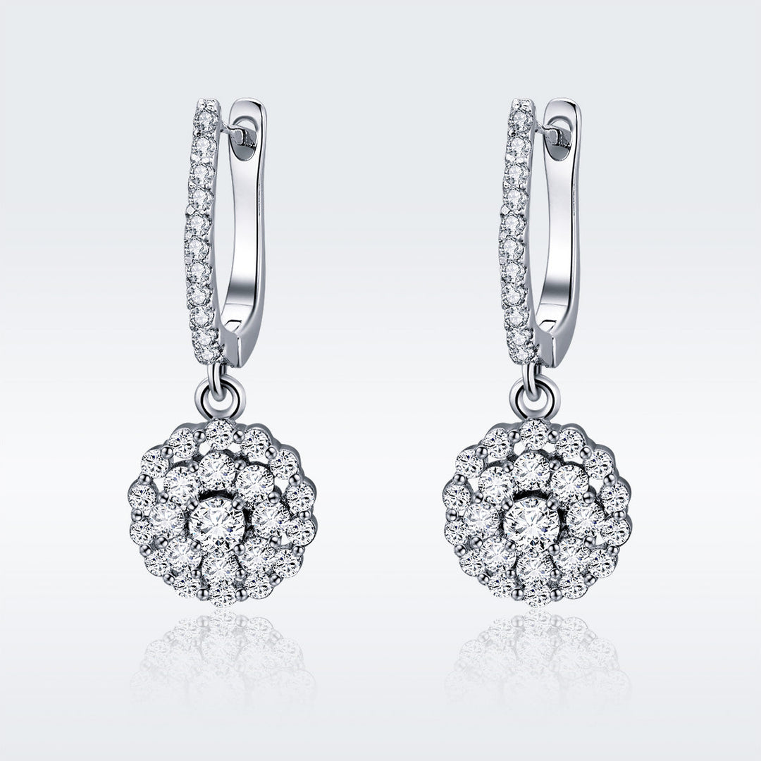 925 Sterling Silver Plated Platinum Pavé Setting CZ Earrings