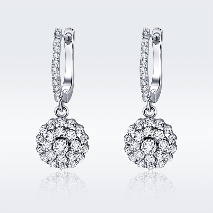 925 Sterling Silver Plated Platinum Pavé Setting CZ Earrings