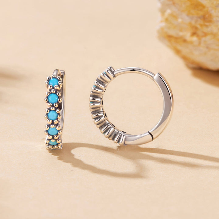 925 Sterling Silver Turquoise Earrings for Women 1.4x0.5cm