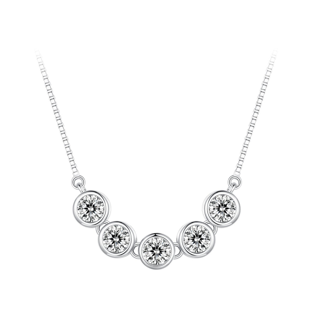 925 Sterling Silver 4mm Moissanite Plated Platinum Necklace for Women