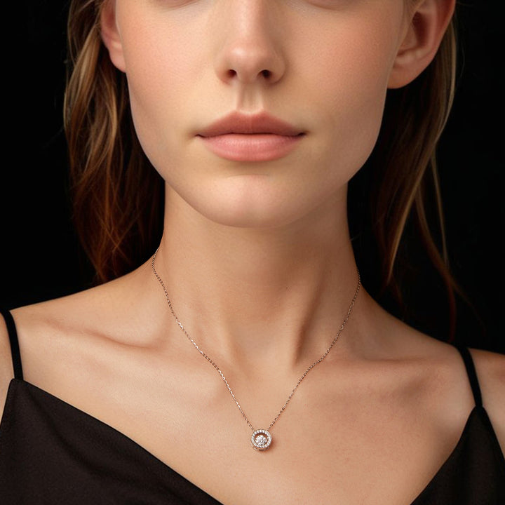 925 Sterling Silver Moissanite Pendant Necklace for Women - 40+5cm, White Gold Plated, Elegant Jewelry