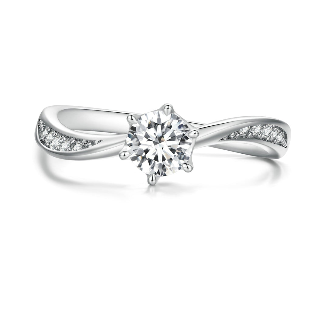 925 Sterling Silver Platinum Plated 5mm CZ Ring Size 6 for Women
