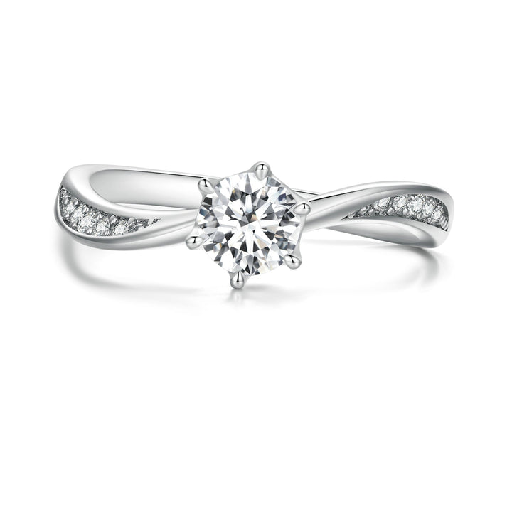 925 Sterling Silver Platinum Plated 5mm CZ Ring Size 6 for Women