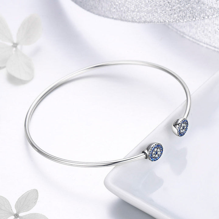 925 Sterling Silver Bracelet with Outer Diameter 6cm and Wall Thickness 0.2cm for Women