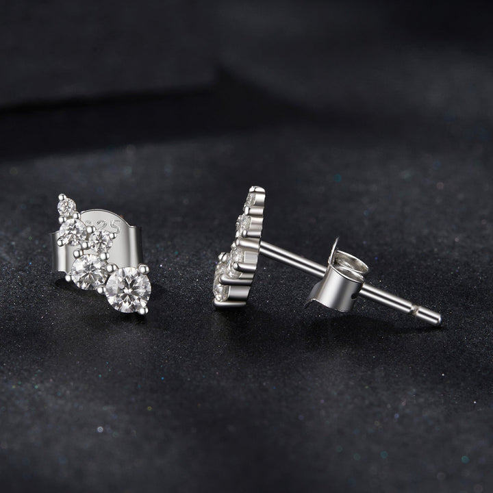 925 Sterling Silver Moissanite Earrings with White Gold Plating for Women