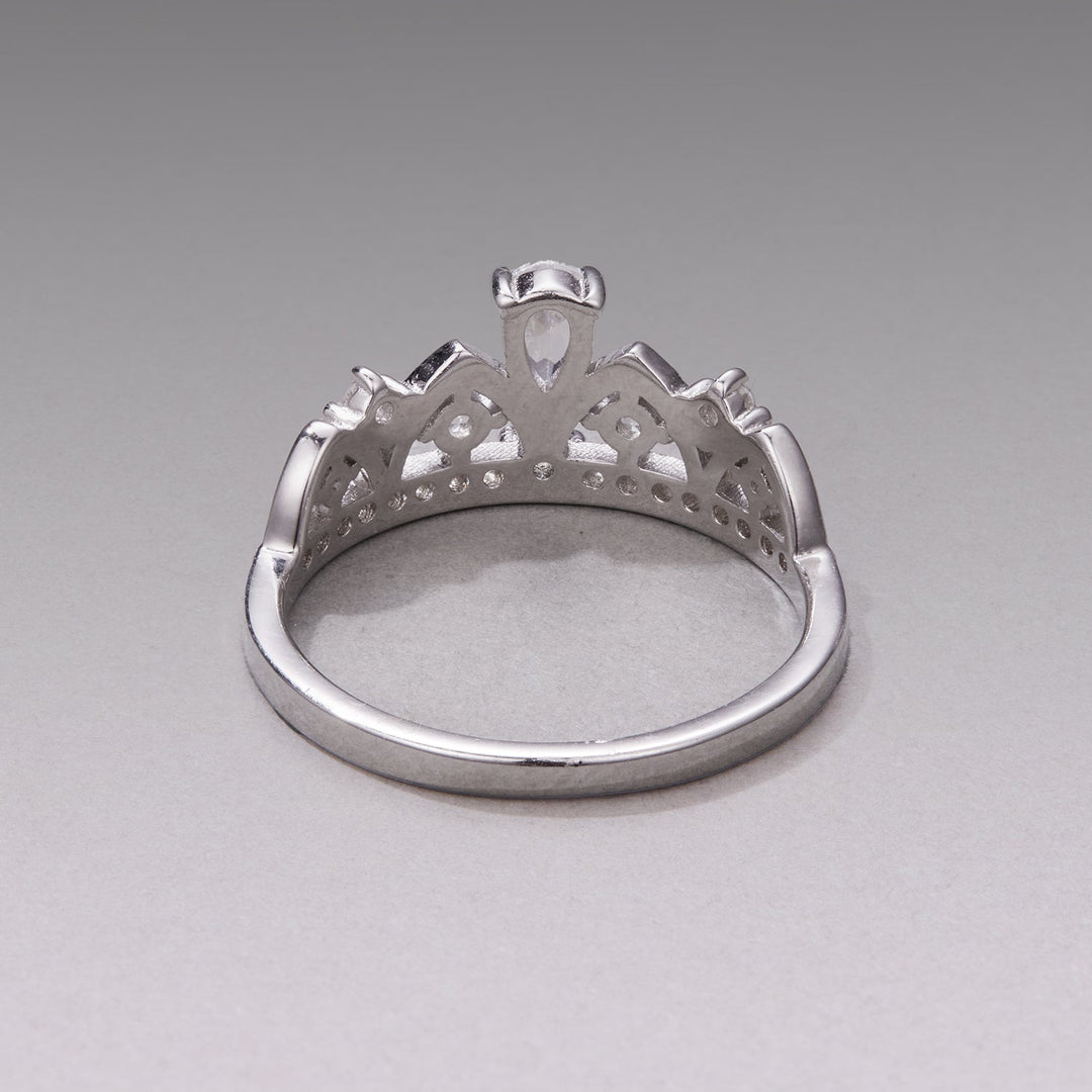 925 Sterling Silver Pavé Setting CZ White Gold Plated Ring Size 6 for Women