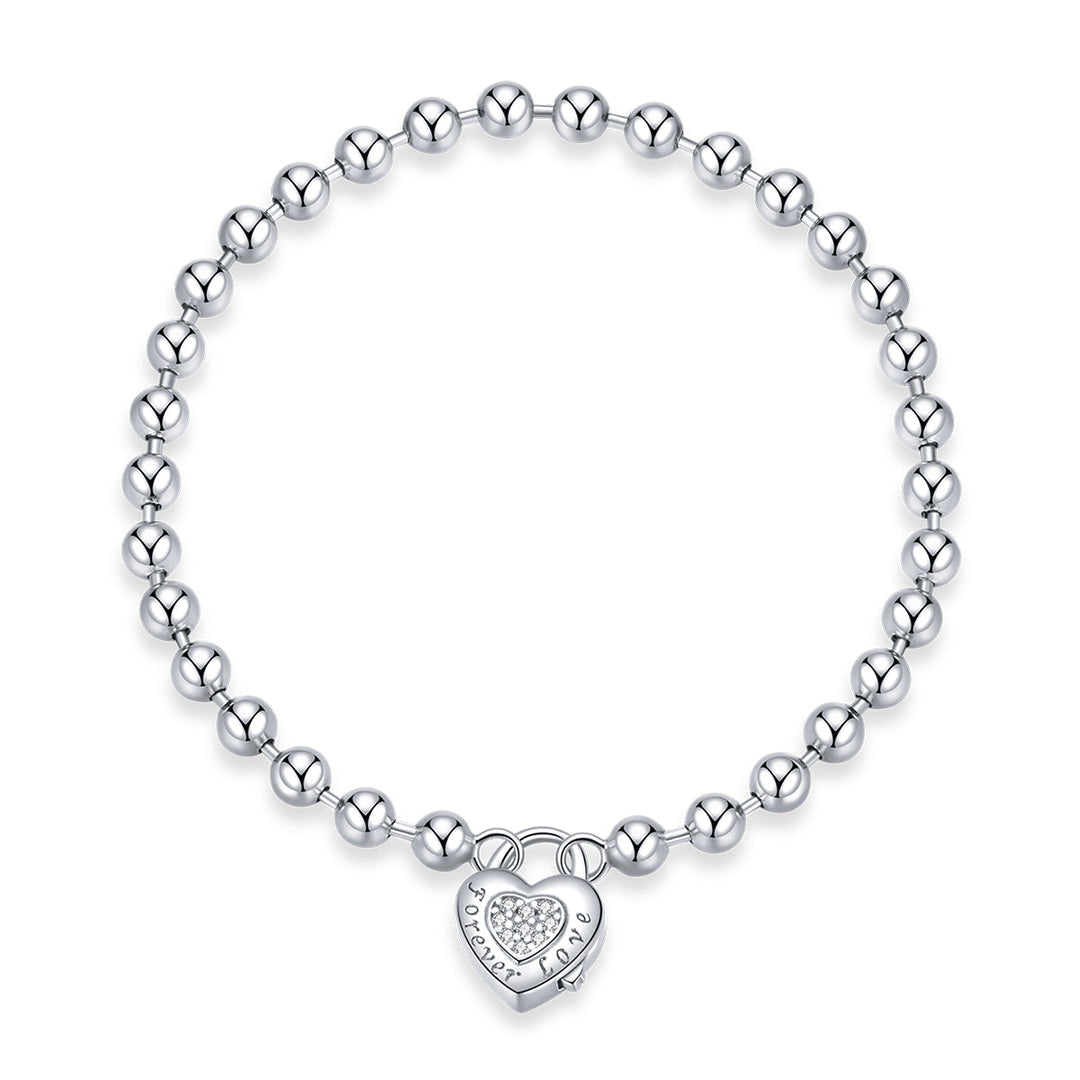 925 Sterling Silver Bracelet with Pavé Setting CZ and Platinum Plating, 17cm for Women