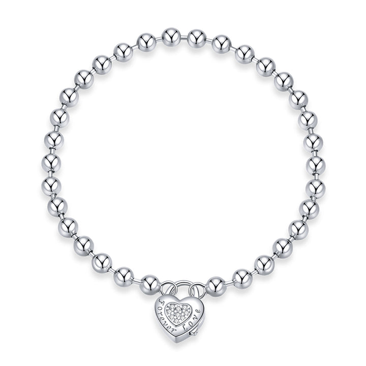 925 Sterling Silver Bracelet with Pavé Setting CZ and Platinum Plating, 17cm for Women