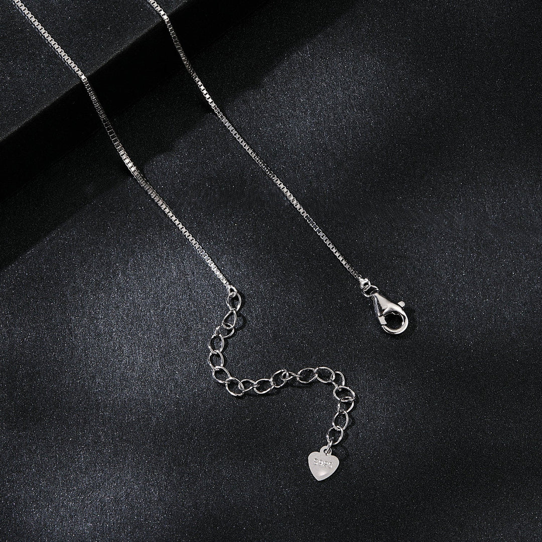 925 Sterling Silver 6.5mm Moissanite Necklace with Pavé Setting for Women