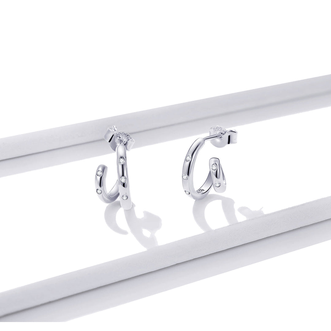 925 Sterling Silver Earrings with Pavé Setting CZ
