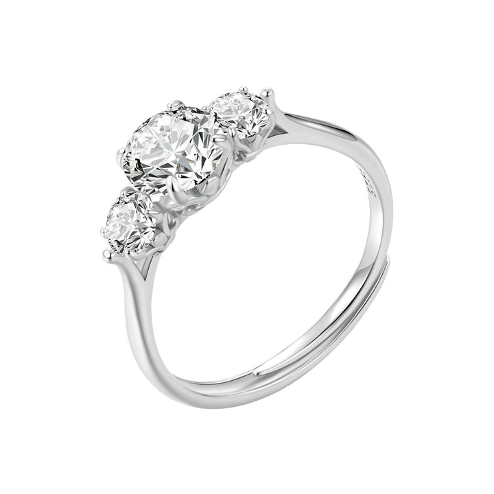 925 Sterling Silver Moissanite 6.5mm 1ct Ring, Size E for Women