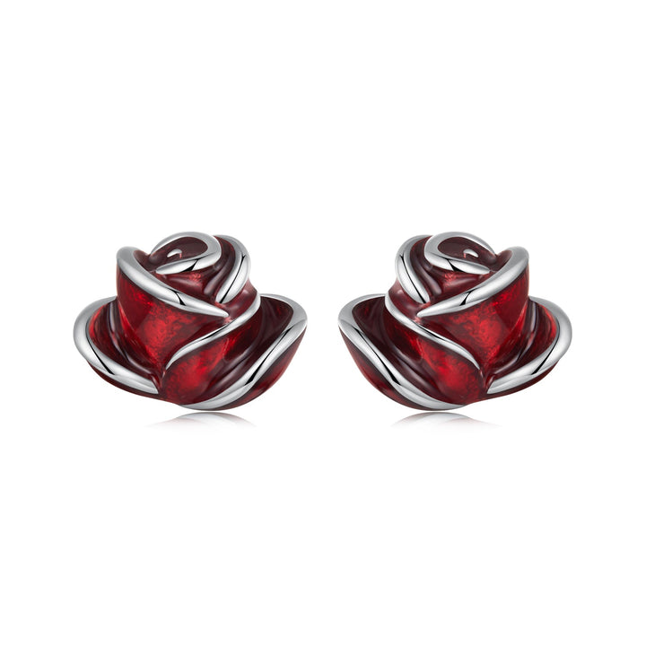 925 Sterling Silver Enamel Plated White Gold Earrings 0.7*1cm for Women