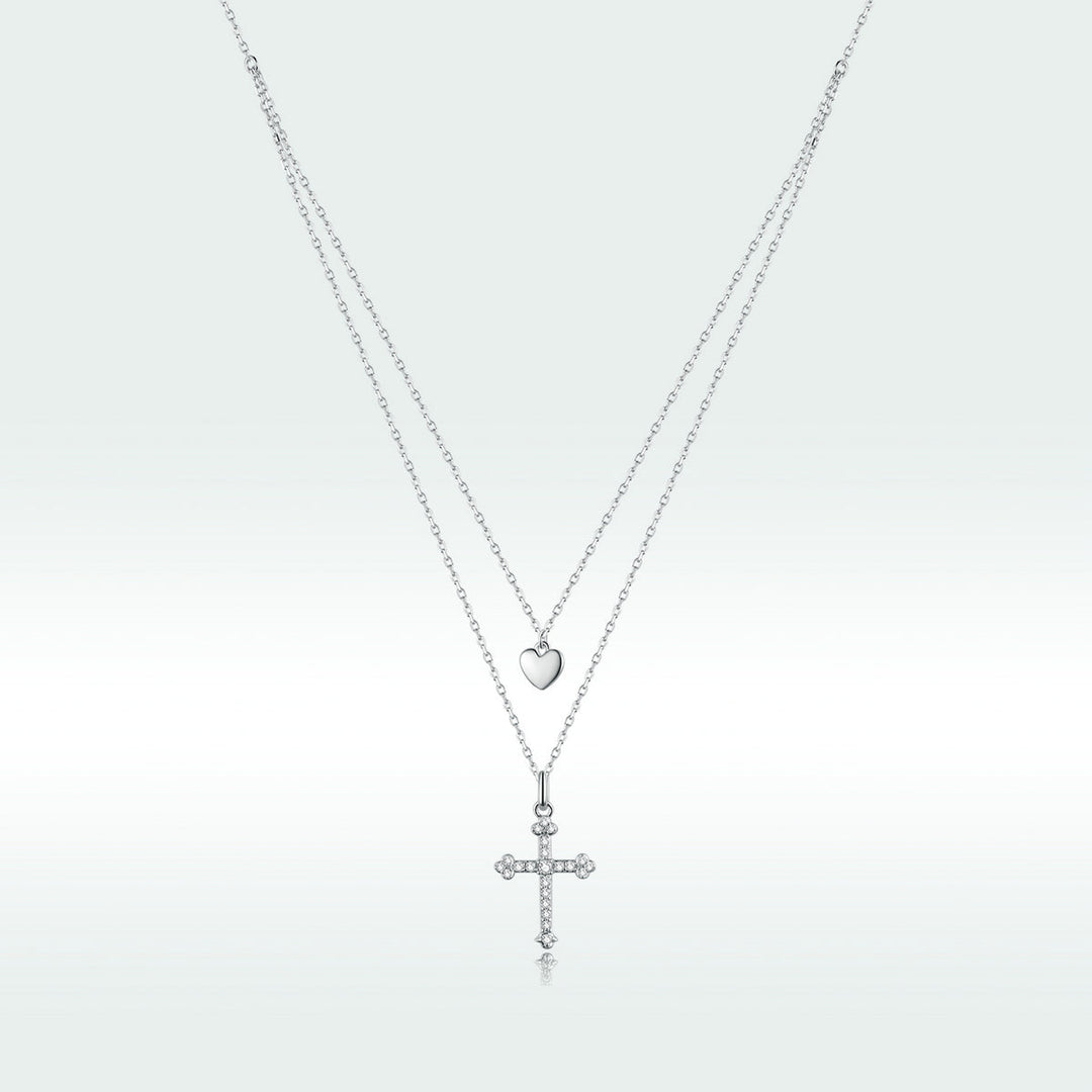 925 Sterling Silver Adjustable Platinum Plated Necklace with CZ - 1.4cm for Women