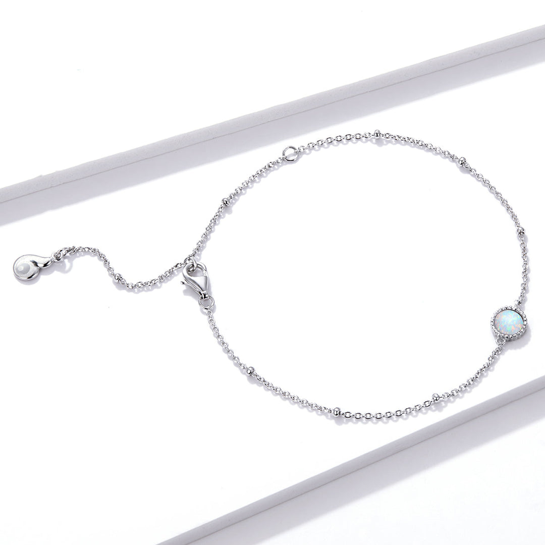925 Sterling Silver Opal Bracelet for Women - Adjustable Size, Translucent Color