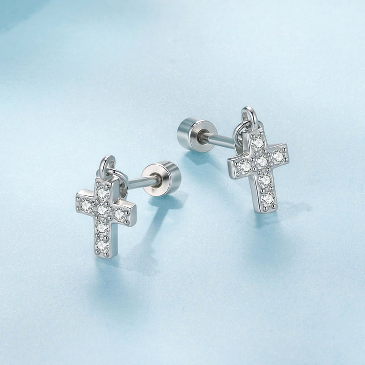 925 Sterling Silver White Gold Plated Pavé Setting CZ Earrings for Women