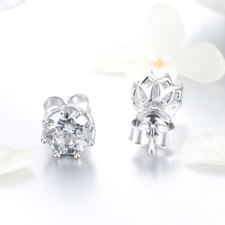 925 Sterling Silver Plated Platinum 0.6cm CZ Earrings