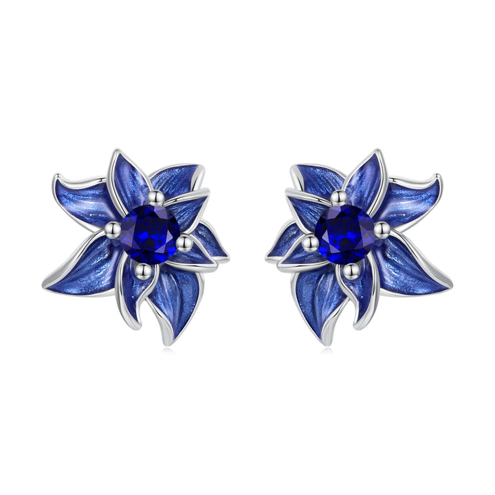 925 Sterling Silver Earrings with Enamel Process and Pavé Setting CZ