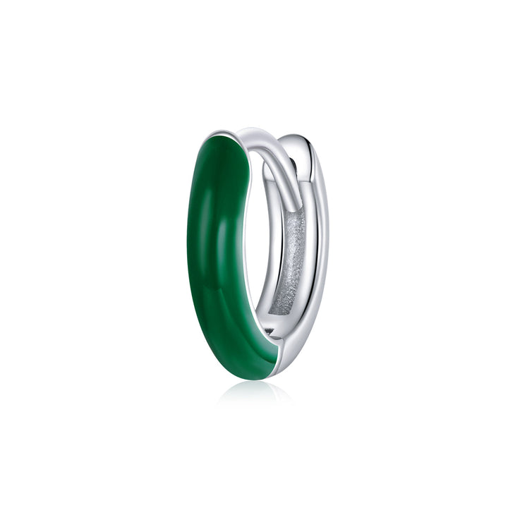 925 Sterling Silver Enamel Earrings 0.7cm for Women
