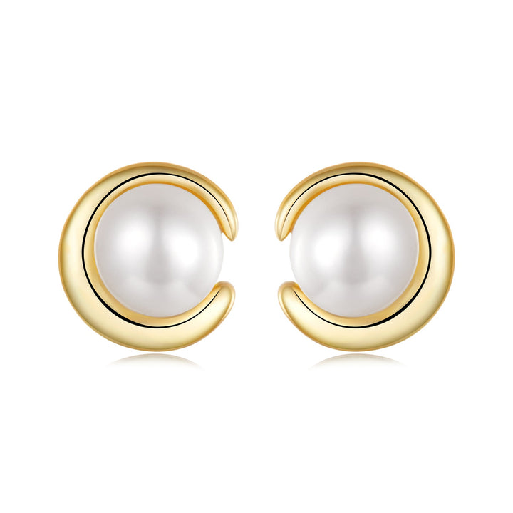 925 Sterling Silver Freshwater Pearl Gold Plated Earrings