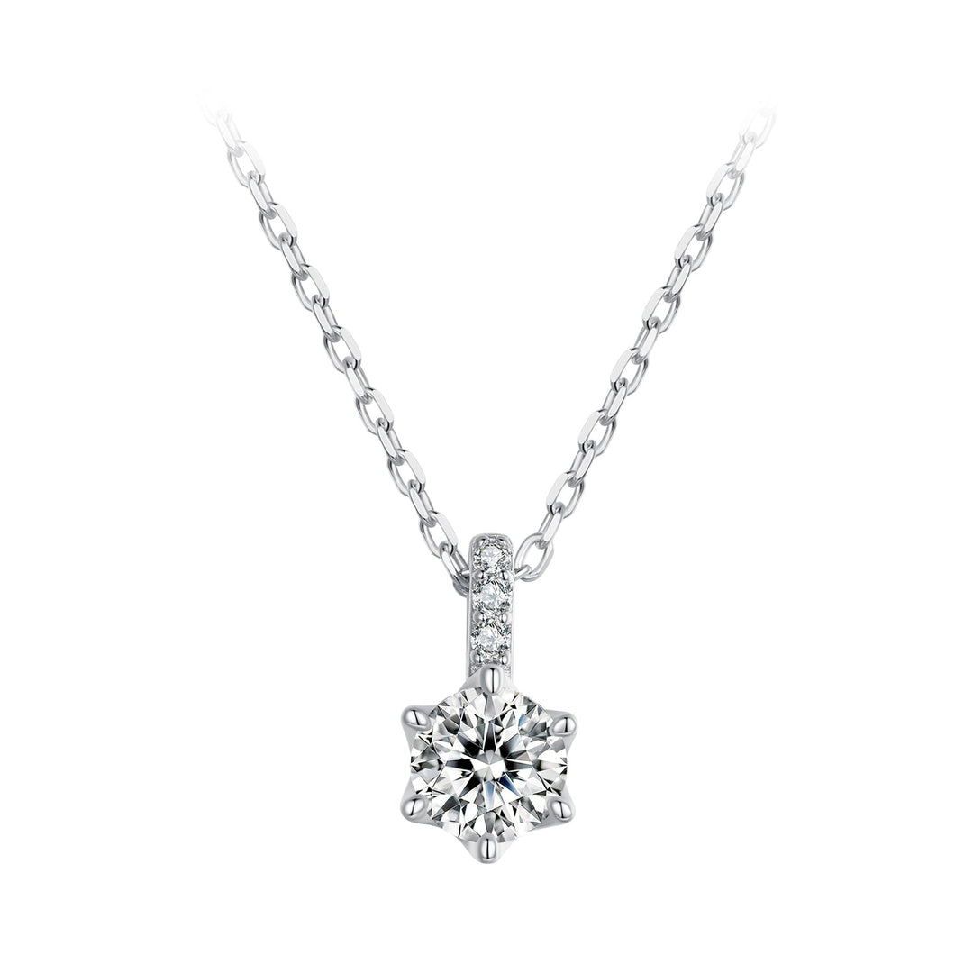 925 Sterling Silver Moissanite Plated Platinum Necklace for Women, 6.5mm, Style L, 400mm Length