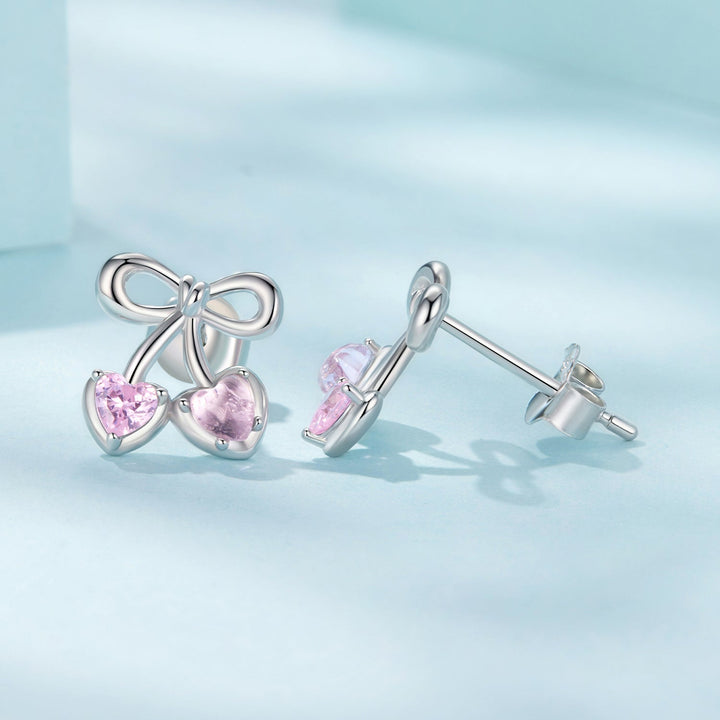 925 Sterling Silver Earrings with Pavé Setting CZ and Transparent Glass for Women
