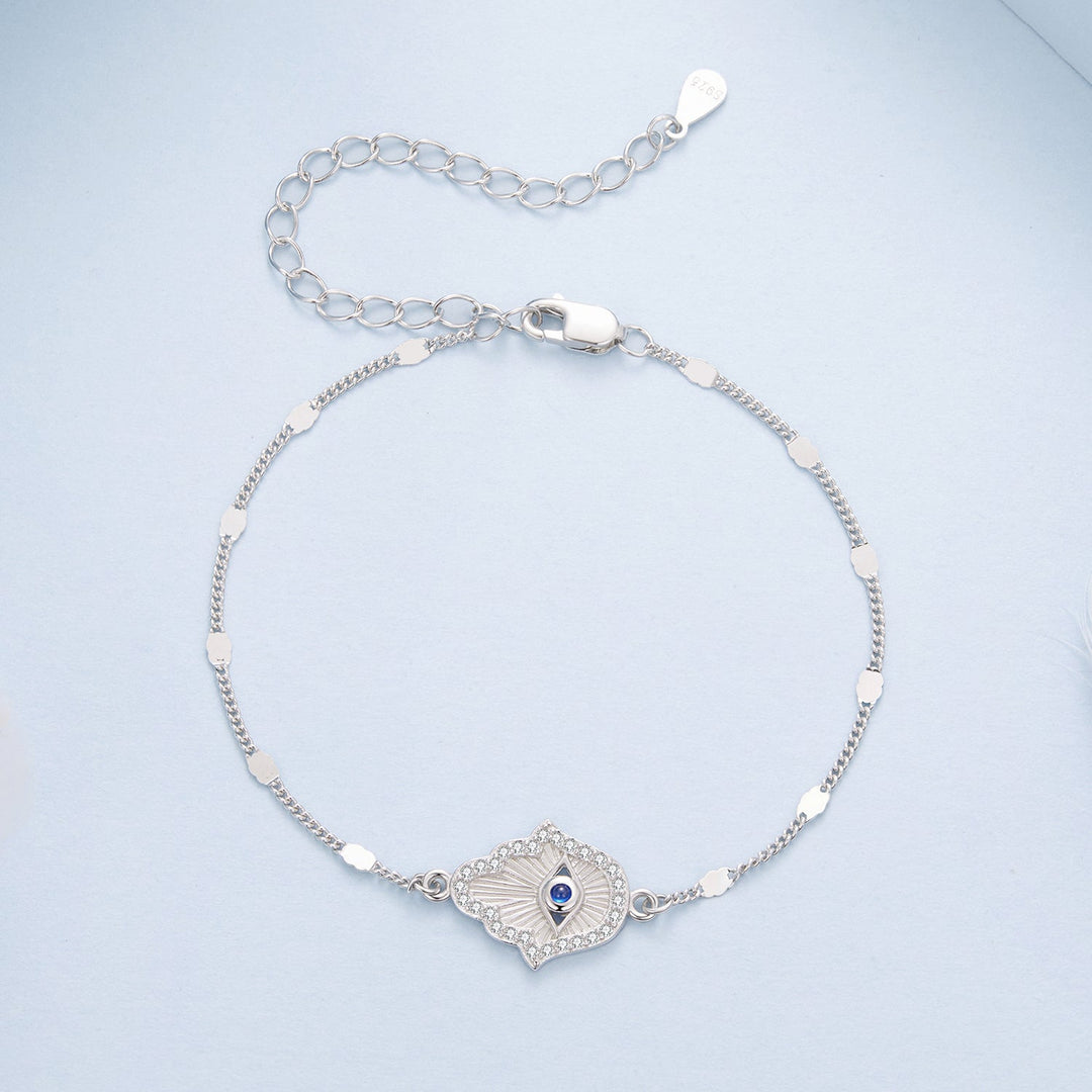 925 Sterling Silver + White Gold Plated 15cm Adjustable Bracelet with CZ and Synthetic Spinel for Women
