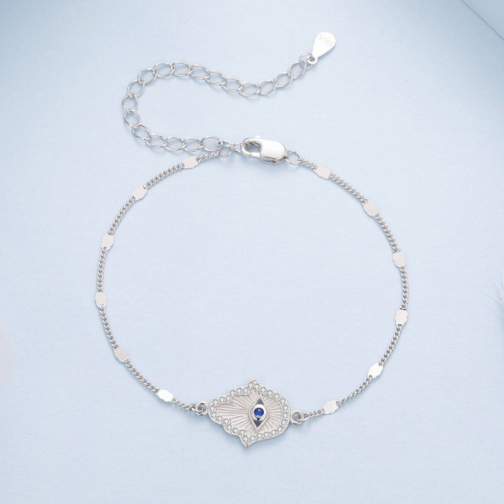 925 Sterling Silver + White Gold Plated 15cm Adjustable Bracelet with CZ and Synthetic Spinel for Women