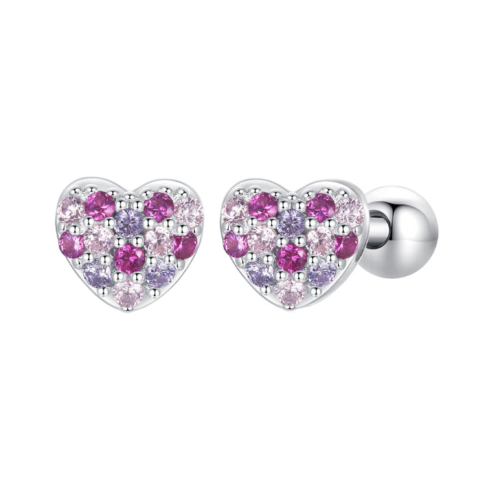 925 Sterling Silver Earrings with Pavé Setting CZ in White Gold for Women
