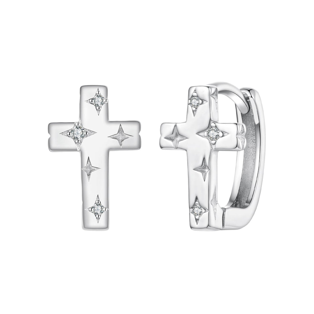 925 Sterling Silver Hoop Earrings with Pavé Setting CZ, 1.3x0.8cm, for Women