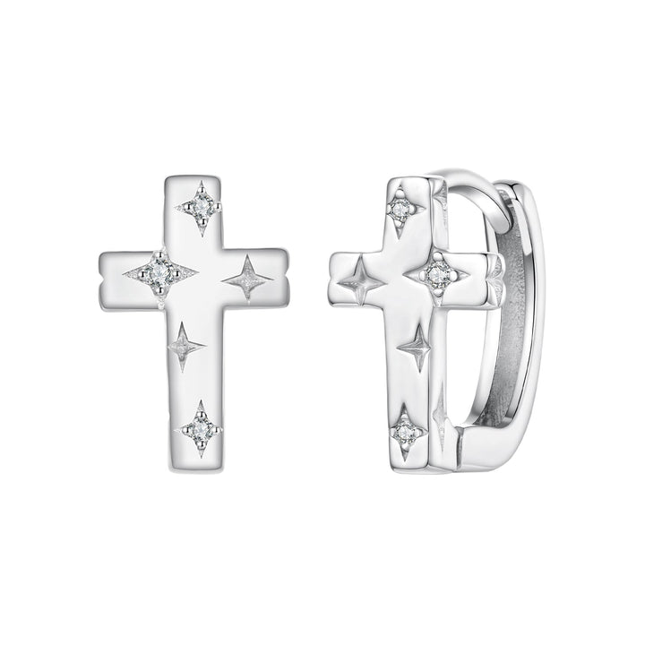 925 Sterling Silver Hoop Earrings with Pavé Setting CZ, 1.3x0.8cm, for Women