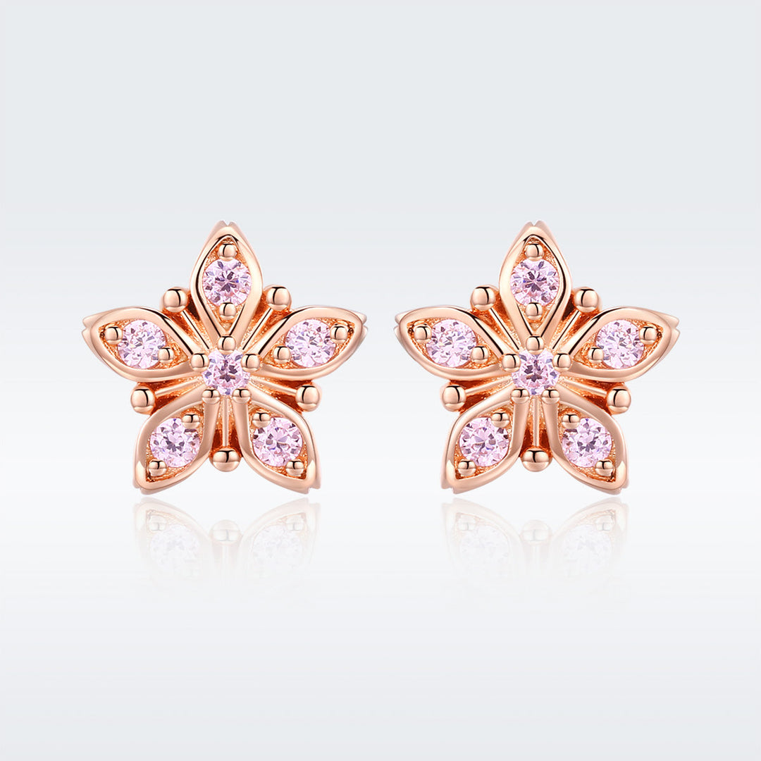 925 Sterling Silver Rose Gold Plated Pavé Setting CZ Earrings