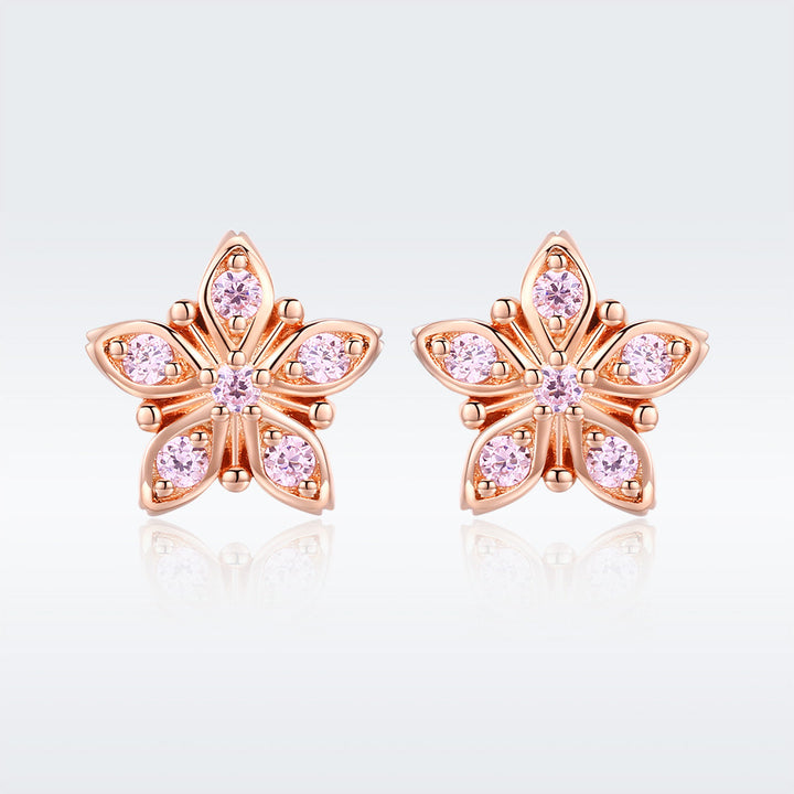 925 Sterling Silver Rose Gold Plated Pavé Setting CZ Earrings