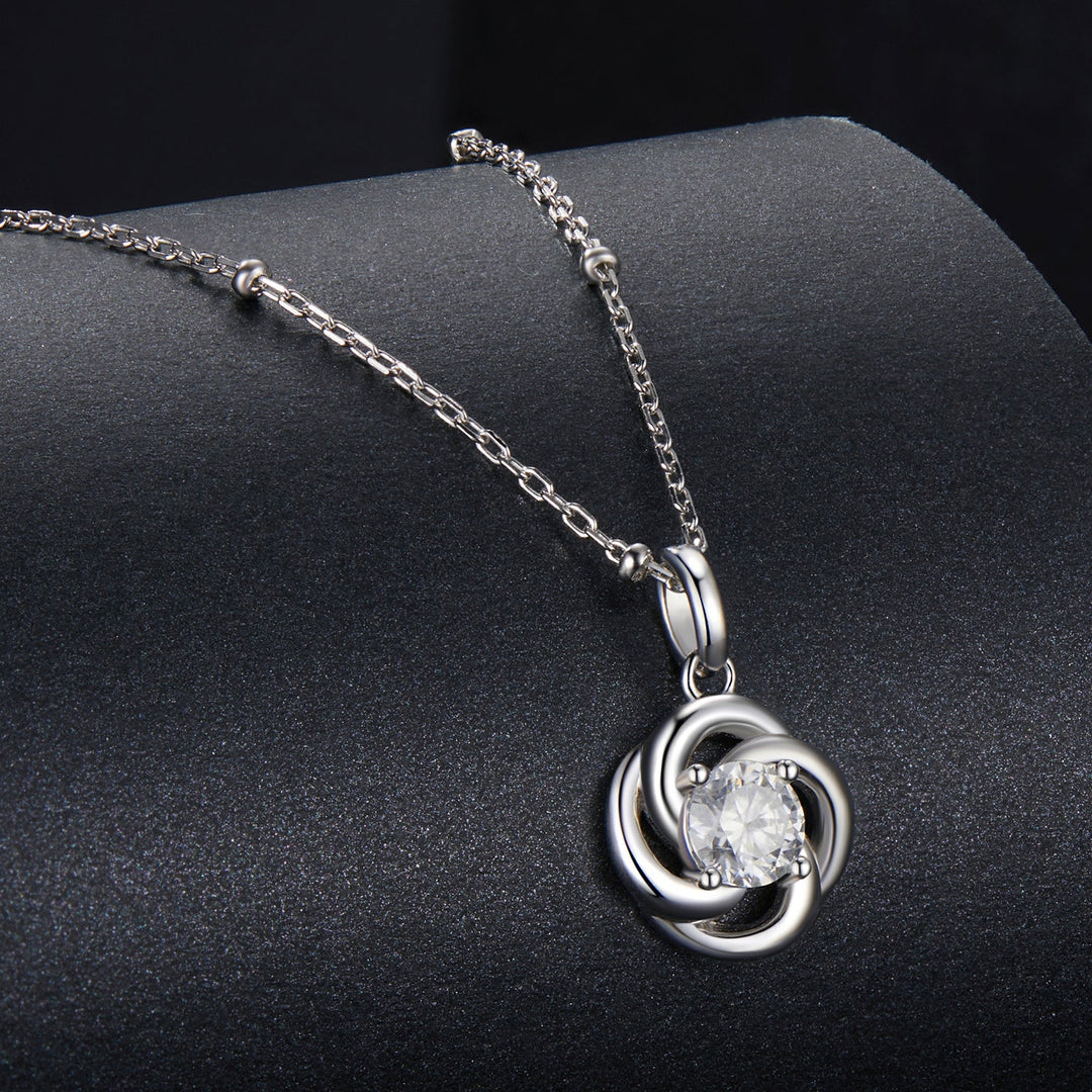 925 Sterling Silver 0.5 Carat Moissanite Necklace with White Gold Plating for Women