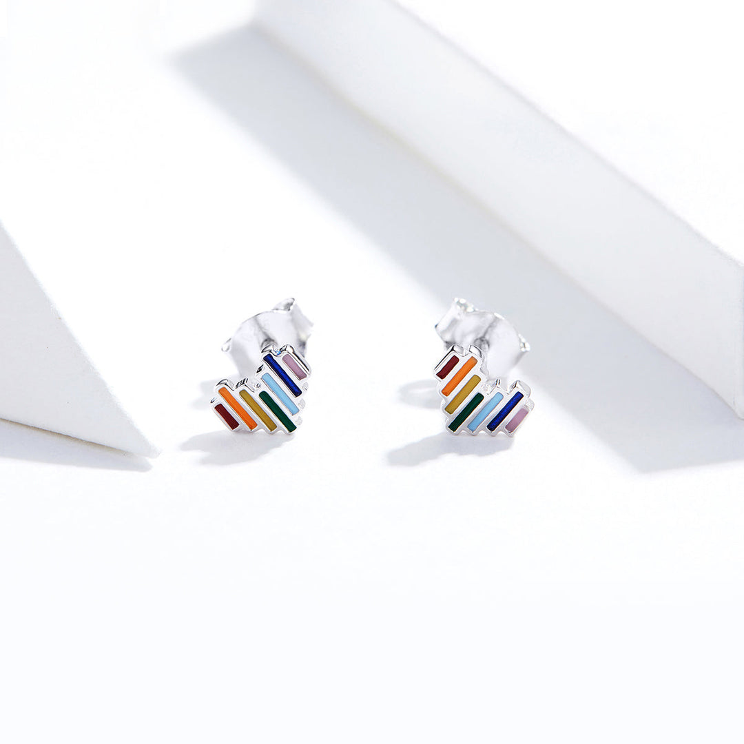 925 Sterling Silver Plated Platinum Earrings 0.5x0.6cm