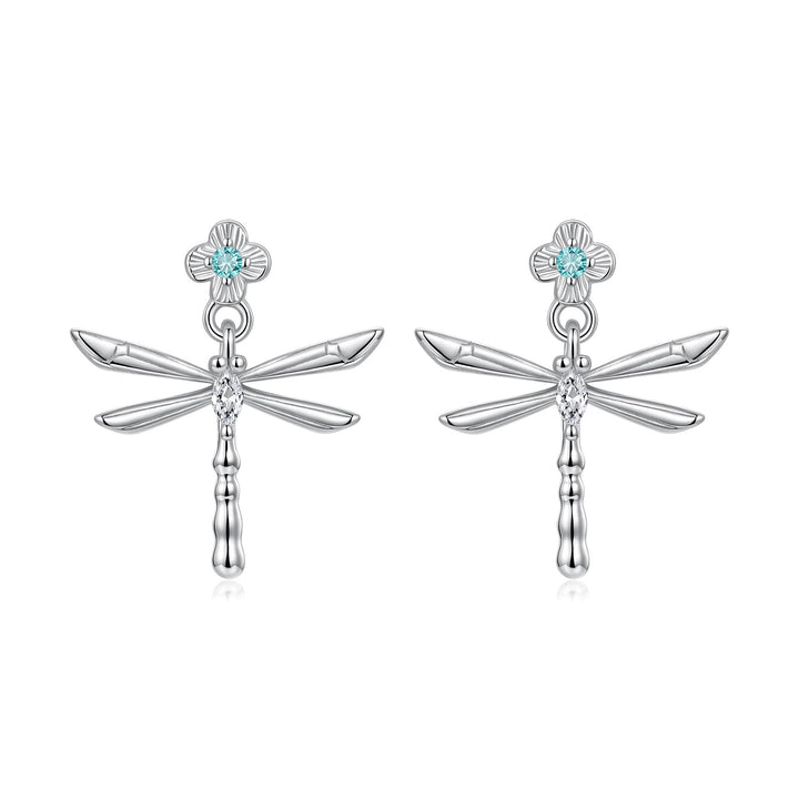 925 Sterling Silver Earrings with Pavé Setting CZ and Transparent Glass