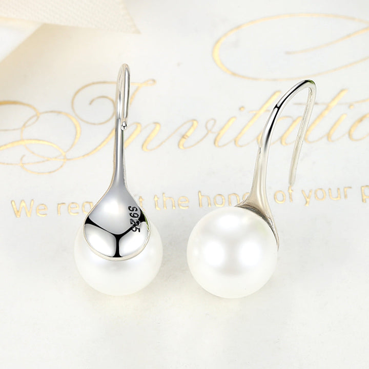 925 Sterling Silver Genuine Shell Pearl Earrings for Women