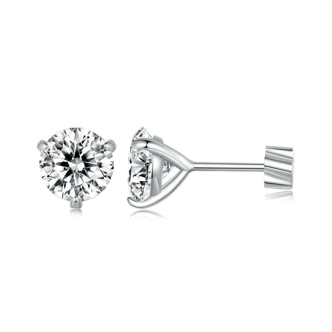 925 Sterling Silver Moissanite Earring 0.7cm White Gold Plated for Women