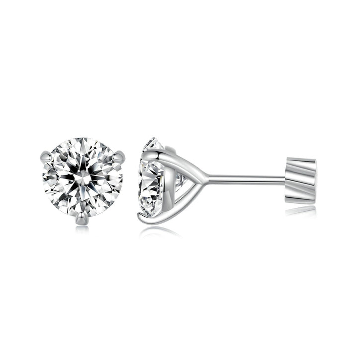 925 Sterling Silver Moissanite Earring 0.7cm White Gold Plated for Women