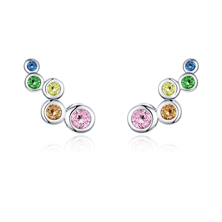 925 Sterling Silver Earrings with Pavé Setting CZ, 0.5x1.2 cm for Women